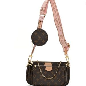 LV Monogram Multi Pochette With Pink Strap